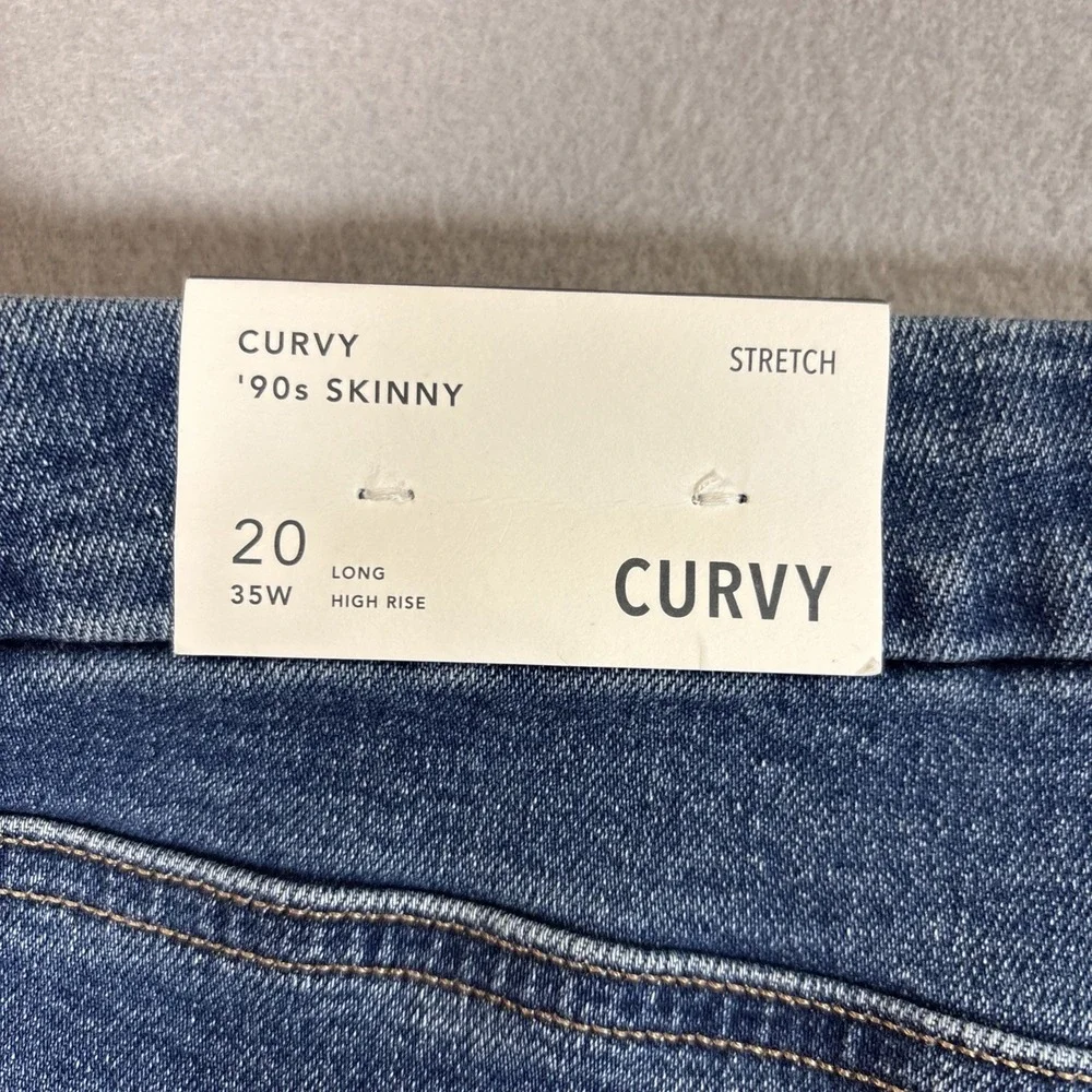 American Eagle Stretch Women Jean Curvy 90's Skinny Distressed Denim Sz 20L NWT